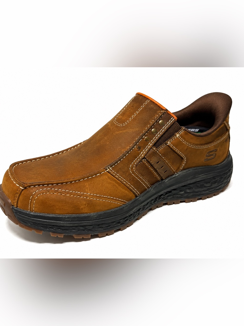Skechers Relaxed Fit Slip-Ins Brown Leather Men’s Shoes Size 8.5 Casual Loafer